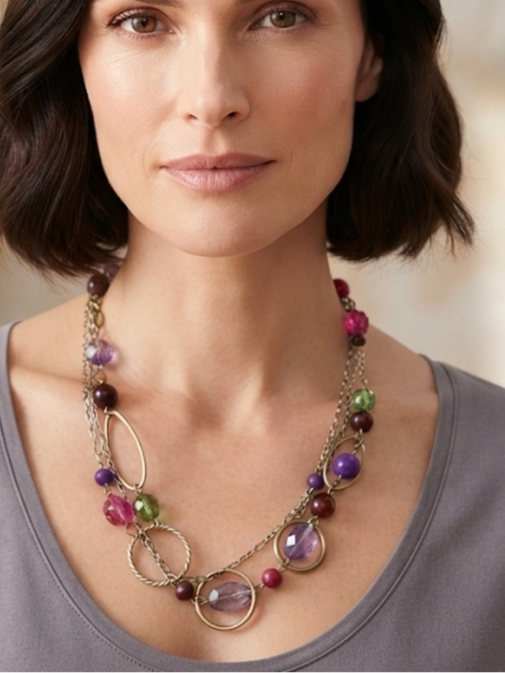 Multicolor Beaded Statement Necklace - Women Jewelry